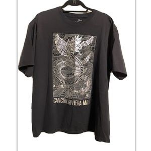 Pier 27 Cancun Riviera Maya Graphic Dragon Shirt Black Short Sleeve Sz XXL/EEG.